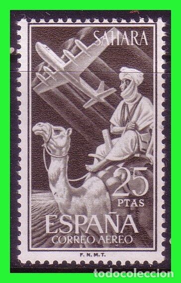 Timbres: SAHARA 1961 Ind&iacute;gena y avi&oacute;n en vuelo, EDIFIL n&ordm; 189 * *