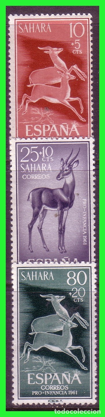 Timbres: SAHARA 1961 Pro Infancia, EDIFIL n&ordm; 190 a 192 *