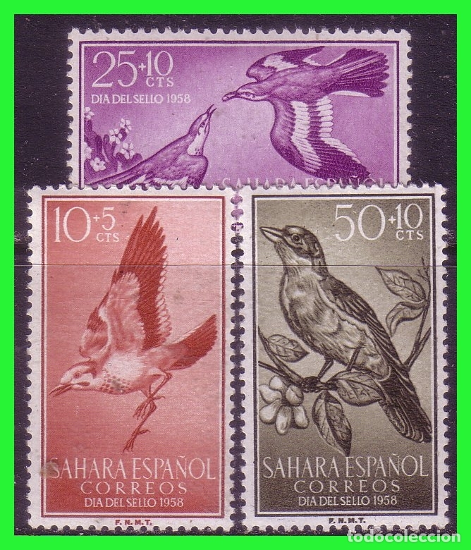 Timbres: SAHARA 1958 D&iacute;a del Sello, EDIFIL n&ordm; 153 a 155 *