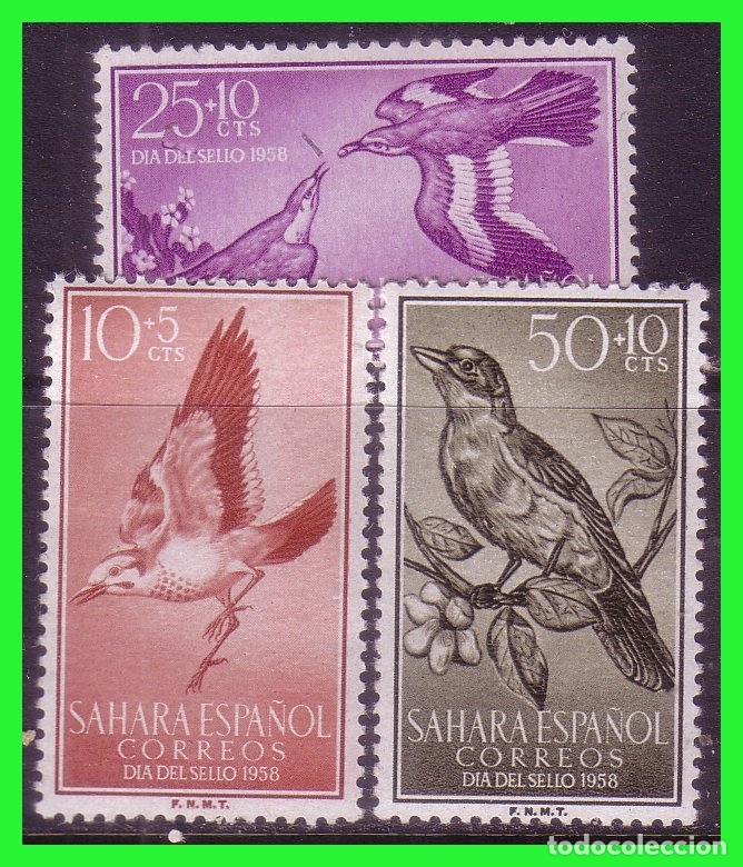 Timbres: SAHARA 1958 D&iacute;a del Sello, EDIFIL n&ordm; 153 a 155 * *