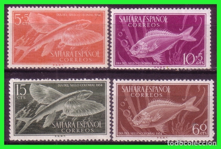 Timbres: SAHARA 1954 D&iacute;a del Sello Colonial, EDIFIL n&ordm; 116 a 119 *