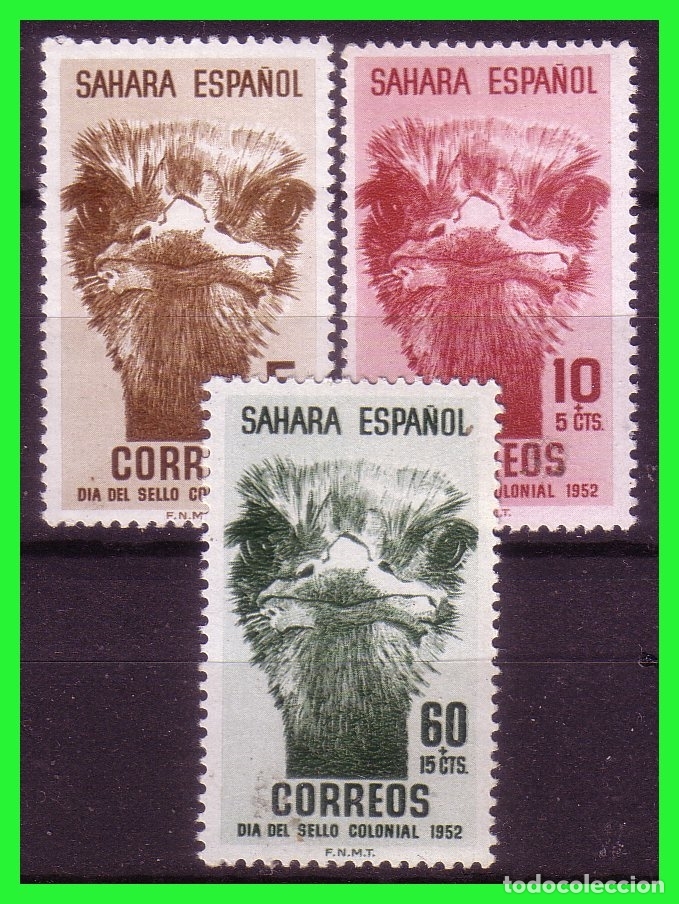 Timbres: SAHARA 1952 D&iacute;a del Sello, EDIFIL n&ordm; 98 a 100 * *