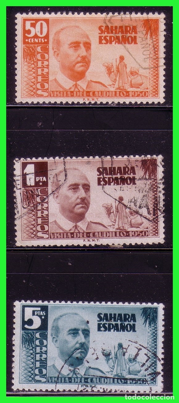 Timbres: SAHARA 1951 Visita del General Franco, EDIFIL n&ordm; 88 a 90 (o)