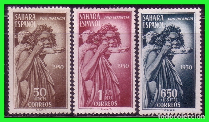 Timbres: SAHARA 1950 Pro Ind&iacute;genas, EDIFIL n&ordm; 83 a 85 (*)