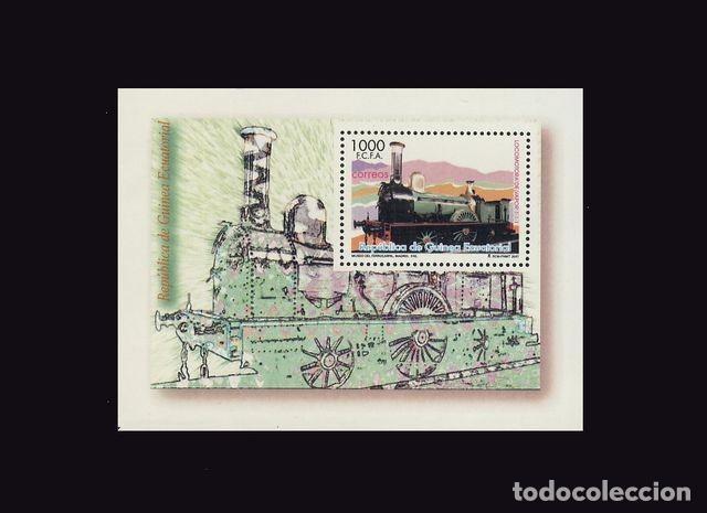 Timbres: G. ECUATORIAL. 392 HOJA BLOQUE TRENES