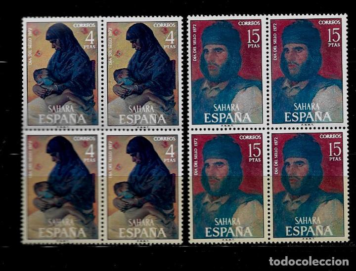 Timbres: SAHARA - DIA DEL SELLO - EDIFIL 308-309 - 1972 - BLOQUE DE CUATRO - SIN FIJASELLOS