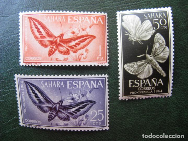 Briefmarken: +sahara 1964, pro infancia, mariposas, edifil 225/27