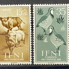 Sellos: IFNI, 1960. EDIFIL 159/62. TEMA ANIMALES. SERIE COMPLETA. NUEVO. SIN FIJASELLOS.. Lote 269035044