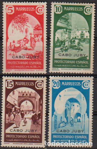 Sellos: Cabo Juby 1939, Edifil 112/15 Marruecos sobrecargados./ Ver descripción y fotos.. - Foto 1 - 290862638