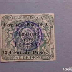 Sellos: FERNANDO POO - EDIFIL 47 - POLIZA 1896-97 TIPO B CON HABILITACION PARA CORREOS TIPO P - LUJO - RARA.