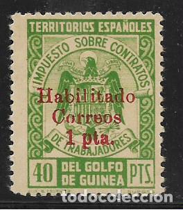 Selos: GOLFO DE GUINEA,- 40 PTS, HABILITADO CORREOS 1 PTA,.- VER FOTO