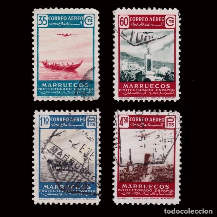 Briefmarken: 1MARRUECOS ESPA&Ntilde;A.1953.Paisajes avi&oacute;n vuelo.Serie USADO.Edifil.369-372