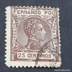 Sellos: FERNANDO POO, 1907, ALFONSO XIII, EDIFIL 159, USADO, VALOR CLAVE, MARQUILLADO, ( LOTE AB ). Lote 330714383