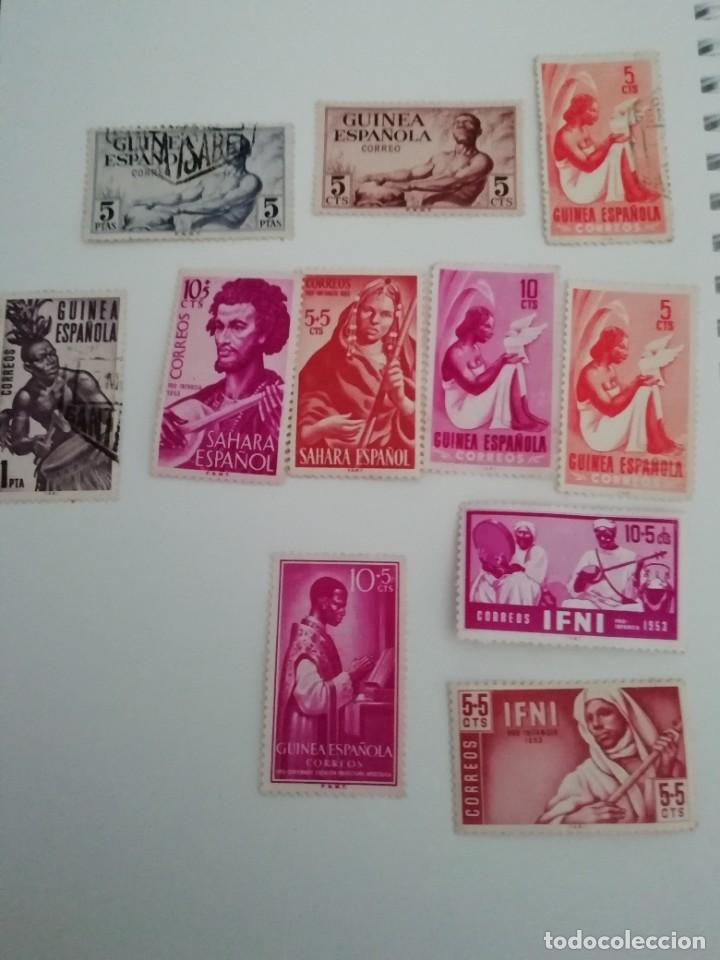 Briefmarken: 11 sellos Guinea espa&ntilde;ola, S&aacute;hara espa&ntilde;ol y ifni 3 matados resto nuevos
