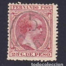 Sellos: FERNANDO POO, 1896-1900 EDIFIL Nº 40J /*/, 5 CTS. S. 25 CT. S. CARMÍN. Lote 362657615