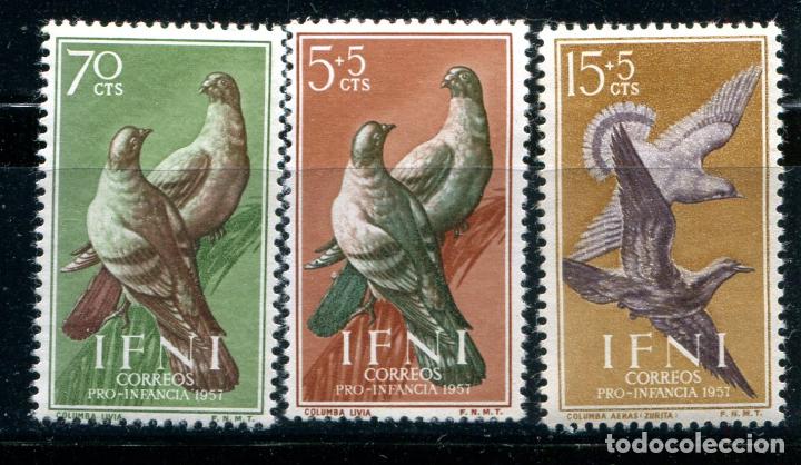 Sellos: Edifil 135/137 de Ifni, Tema p&aacute;jaros. Nuevos sin fijasellos.