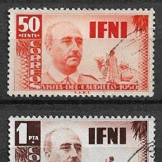 Sellos: IFNI, 1951 VISITA DEL GENERAL FRANCO, EDIFIL Nº 73 Y 74 (O). Lote 401766764