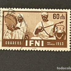 Sellos: IFNI, PRO INFANCIA, 1953, EDIFIL 98, USADO