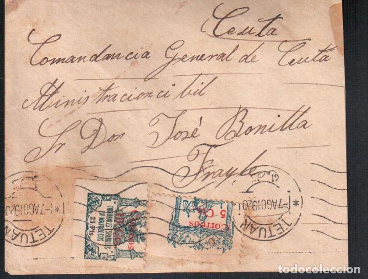 Selos: MARRUECOS TETUAN A CEUTA CC CON SELLOS BISECTADOS 1919