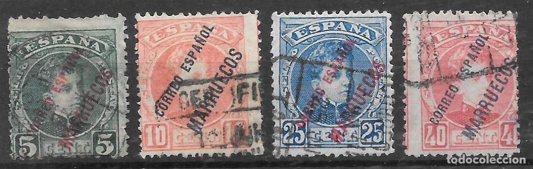 Timbres: EDIFIL 3 - 4 - 7 - 9 CADETE 5, 10, 25 Y 40 CENTIMOS SOBRECARGA CORREO ESPA&Ntilde;OL MARRUECOS