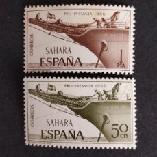 Sellos: PRO INFANCIA - ESPAÑA SAHARA - SERIE NUEVA - AÑO 1966.