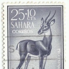 Sellos: ❤️ SELLO GACELA DE DORCAS (GAZELLA DORCAS), 1961, SAHARA ESPAÑOL, 50+10 CÉNTIMO ESPAÑOL ❤️