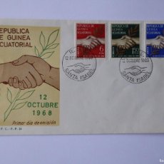 Sellos: SELL-103. REPUBLICA DE GUINEA ECUATORIAL. 1ER DIA EMISIÓN. 12 OCTUBRE 1968. 3 SELLOS.