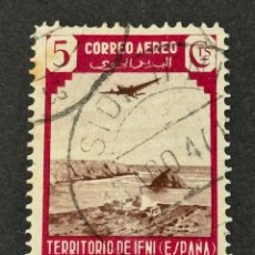 Sellos: IFNI, PAISAJES Y AVIÓN, 1943, EDIFIL 28, USADO