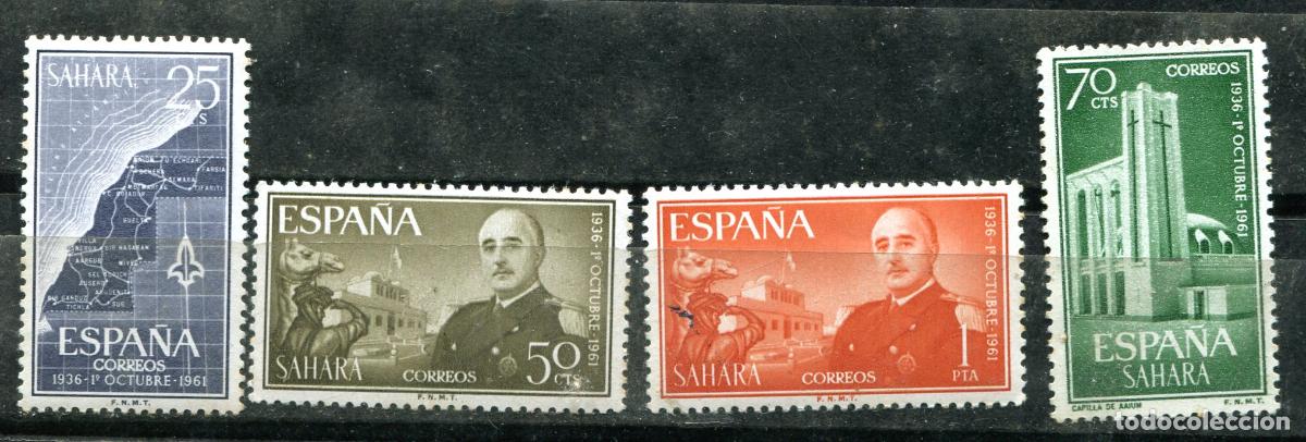 Francobolli: Edifil 193/196 de Sahara. Tema Franco. Nuevos sin fijasellos, 2 sellos puntos de &oacute;xido