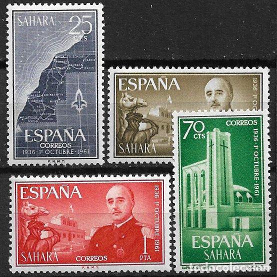 Timbres: Sahara 1961 XXV Aniv&ordm; Exaltaci&oacute;n Franco Jefatura de Estado, EDIFIL n&ordm; 193 a 196 * *