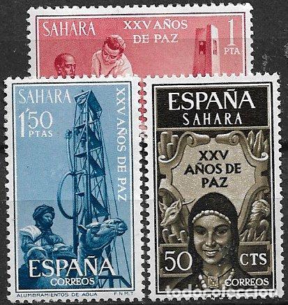 Timbres: Sahara 1965 XXV A&ntilde;os de Paz, EDIFIL n&ordm; 239 a 241 * *