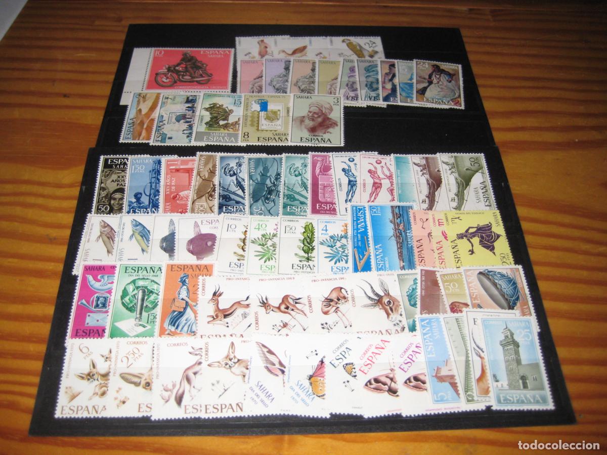 Stamps: 21 series completas de Sahara, desde 1965 inclusive. Sin fijasellos