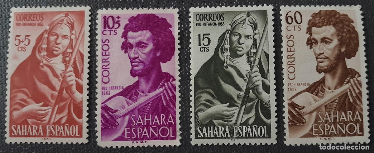 Timbres: SELLOS DE ESPA&Ntilde;A DEL SAHARA ESPA&Ntilde;OL DE 1953. Pro infancia. M&uacute;sicos
