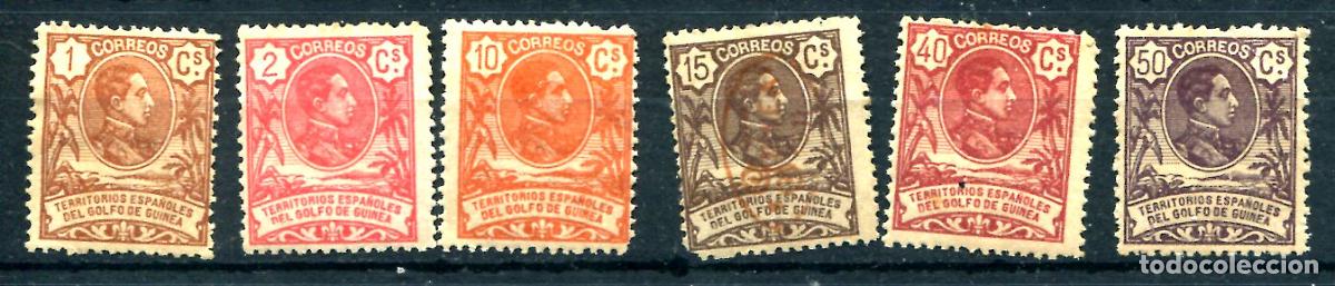 Sellos: 6 sellos diferentes de Guinea espa&ntilde;ola. A&ntilde;o 1909. Sin matasellar