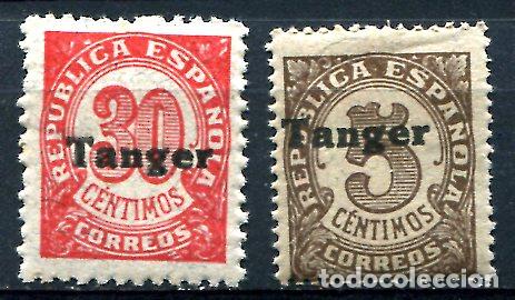 Sellos: Edifil 114 y 119 de T&aacute;nger. Nuevos sin fijasellos