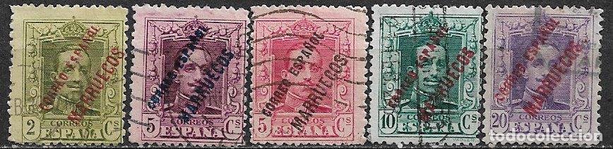 Sellos: T&Aacute;NGER 1923 Sellos de Espa&ntilde;a habilitados, EDIFIL n&ordm; 17 a 21 (o)