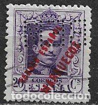 Sellos: T&Aacute;NGER 1923 Sellos de Espa&ntilde;a habilitados, EDIFIL n&ordm; 21 (o) Perforado BEM
