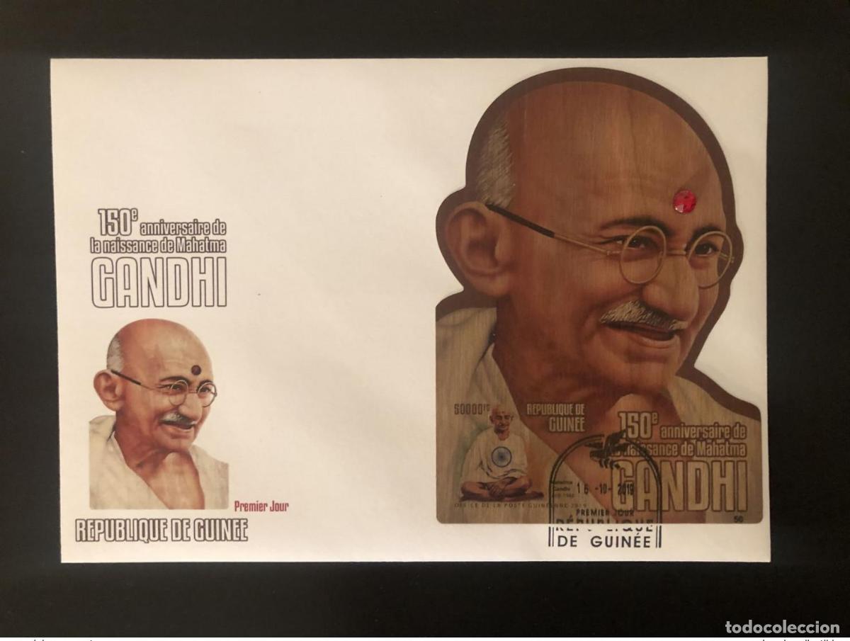 Sellos: Guinea 2019 FDC IND Wood Bois 150 aniversario de Mohandas Mahatma Gandhi