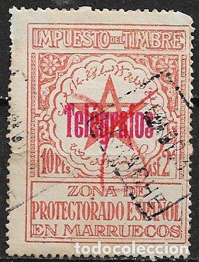 Sellos: MARRUECOS Tel&eacute;grafos 1935 Impuesto del Timbre habilitados, EDIFIL n&ordm; 34 K (o)