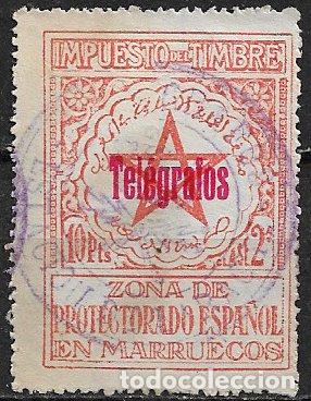 Sellos: MARRUECOS Tel&eacute;grafos 1935 Impuesto del Timbre habilitados, EDIFIL n&ordm; 34 G (o)