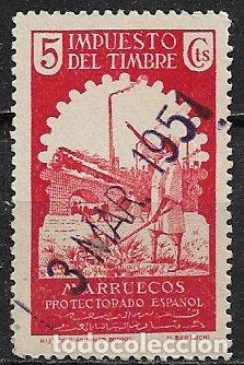 Sellos: MARRUECOS Fiscal Impuesto del Timbre, 5 cts. rojo (o)