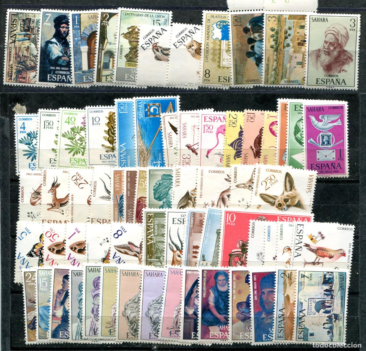 Sellos: Colecci&oacute;n completa del Sahara desde el a&ntilde;o 1958 inclusive. Nuevos sin fijasellos.