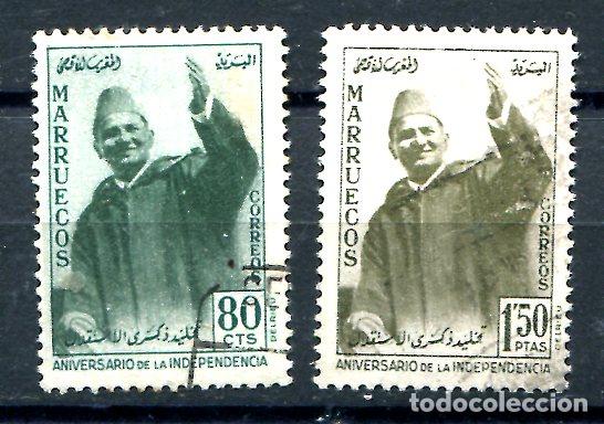 Sellos: Edifil 21 y 22 de Marruecos independiente. Matasellados