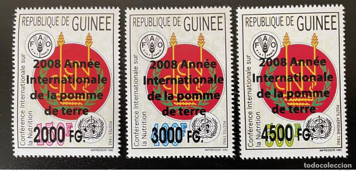 Sellos: Guinea 2008 Mi. 6186/6188 Sobrecargada A&ntilde;o Internacional Papa FAO ONU