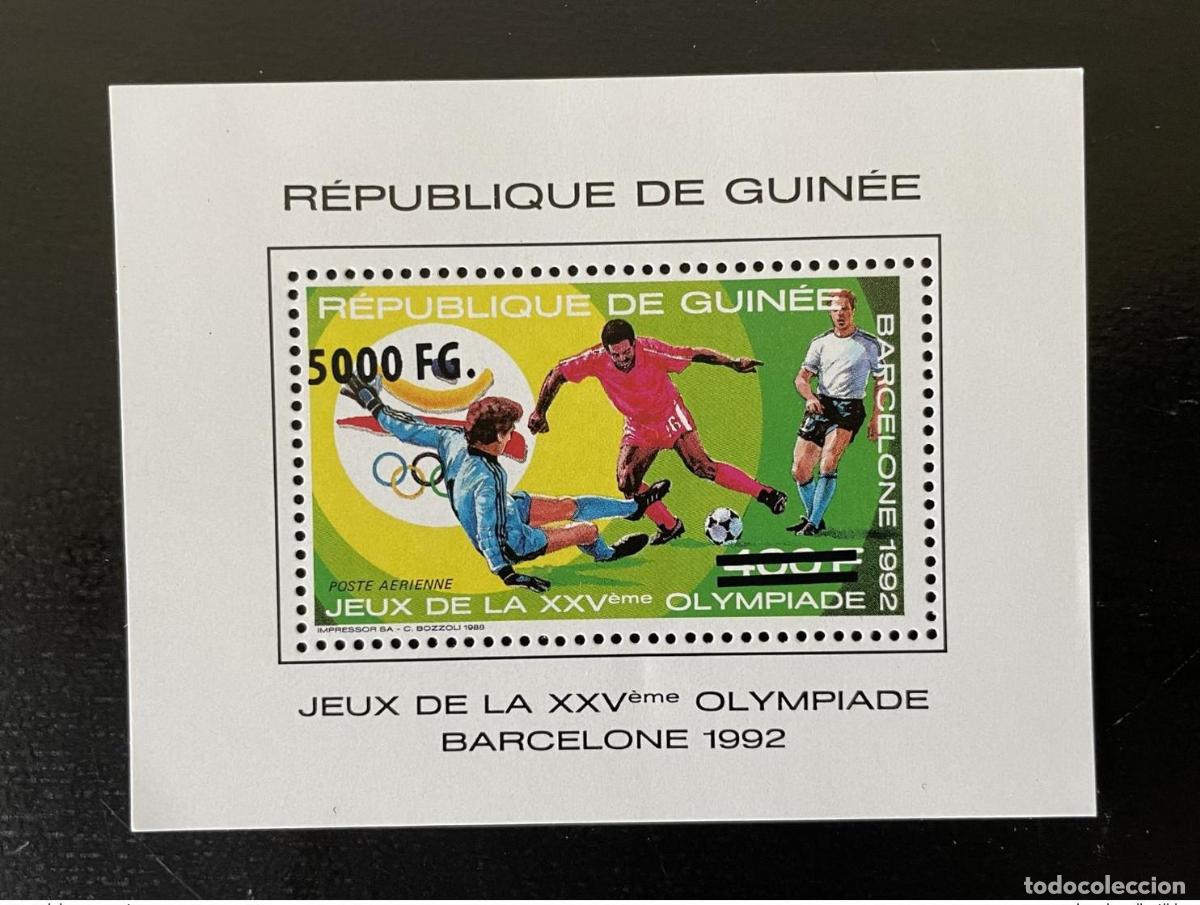 Sellos: Guinea 2009 Mi. Bl. 1715 sobrecargado Barcelona 1992 Juegos Ol&iacute;mpicos F&uacute;tbol