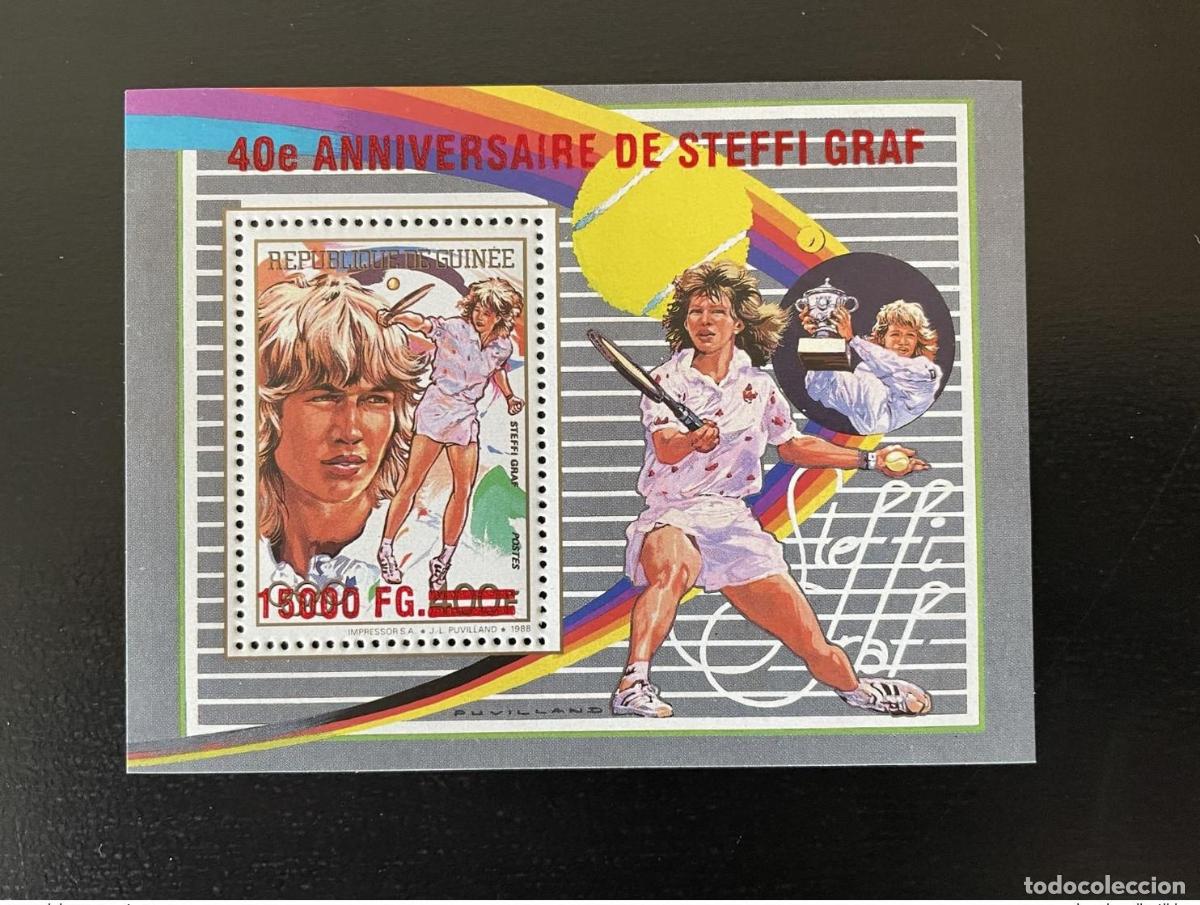Sellos: Guinea 2009 Mi. Bl. 1718 Overloaded 40 aniversario de Steffi Graf Tennis Sport