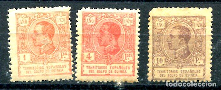 Stamps: Edifil 151 al 153 de Guinea espa&ntilde;ola. Sin fijasellos, pero 4 ptas con un punto de &oacute;xido