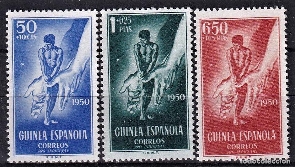 Timbres: SELLOS DEPENDENCIAS POSTALES GUINEA ESPA&Ntilde;OLA a&ntilde;o 1950 EDIFIL 295/297** en NUEVO v.c. 25 &euro;