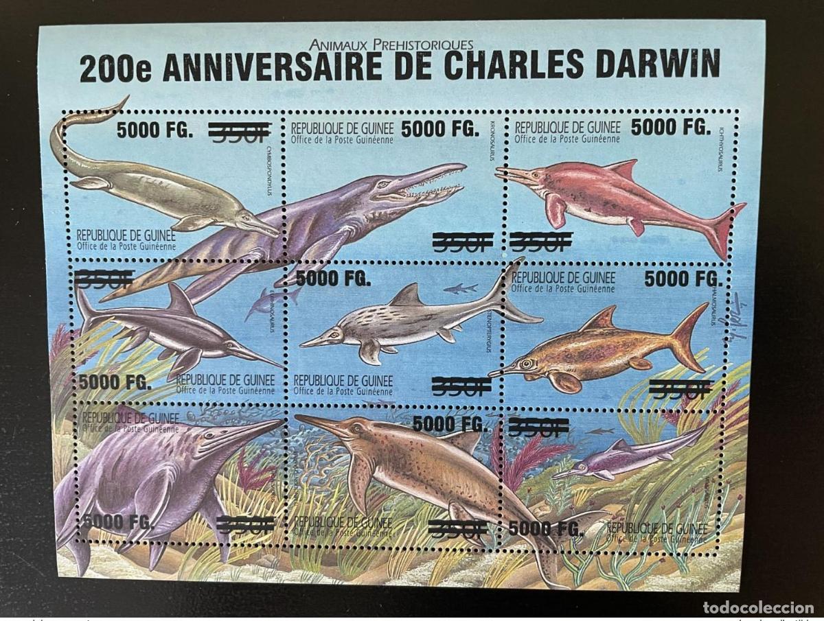 Sellos: Guinea 2009 Mi. 6776 - 6784 dinosaurios sobrecargados 200 aniversario Darwin