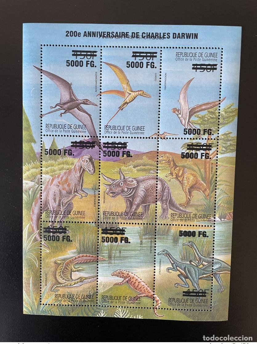 Sellos: Guinea 2009 Mi. 6785 - 6793 Dinosaurios sobrecargados 200 aniversario Darwin